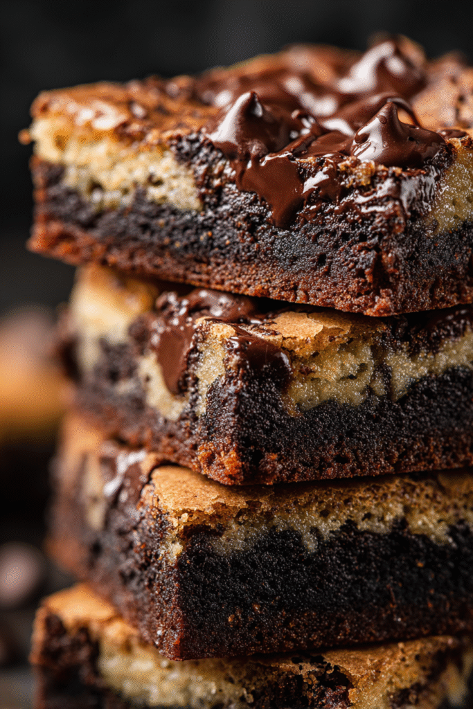 Brookie stack with brownie and cookie layers