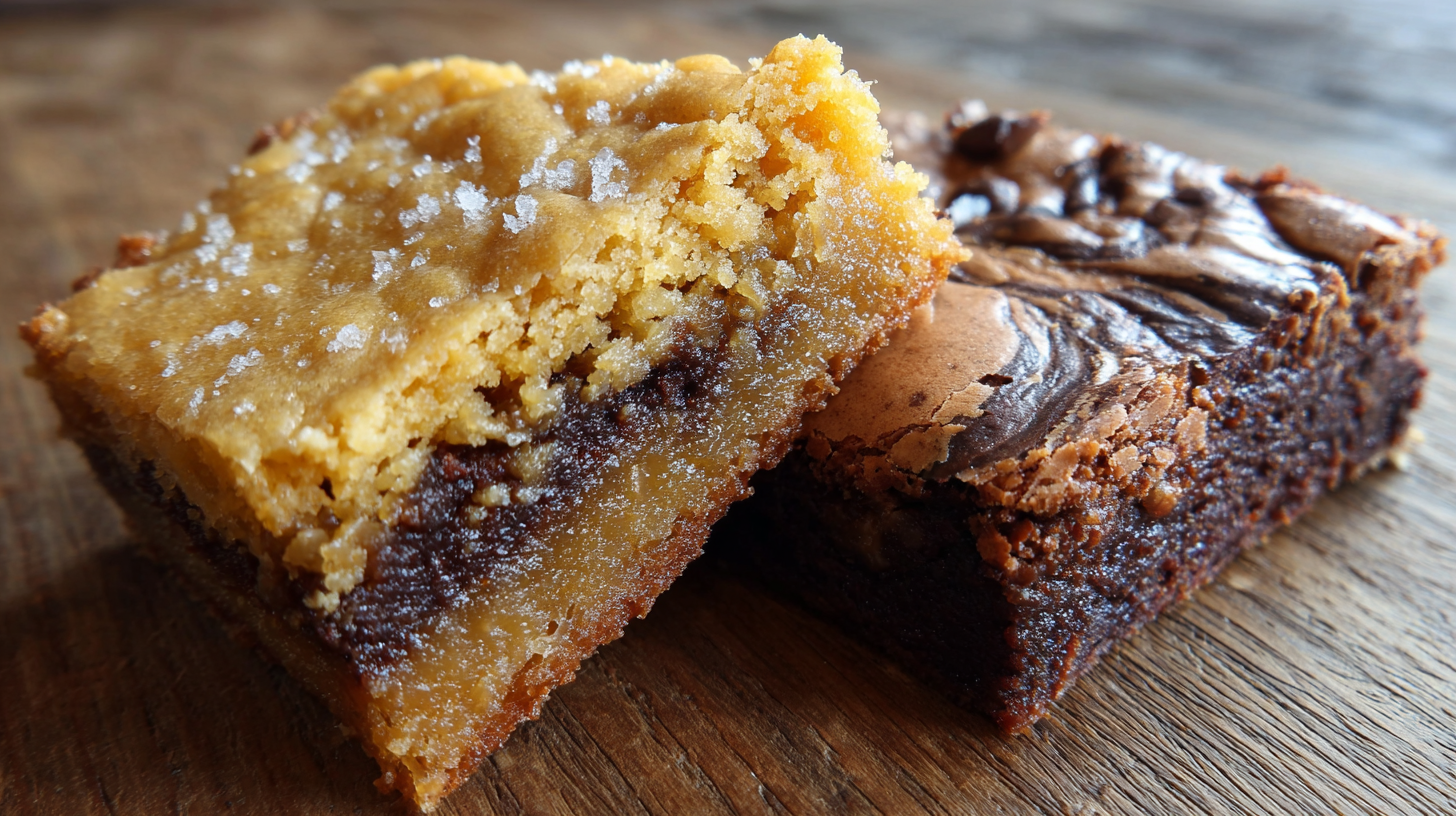 blondie vs brookie dessert bar side by side close up