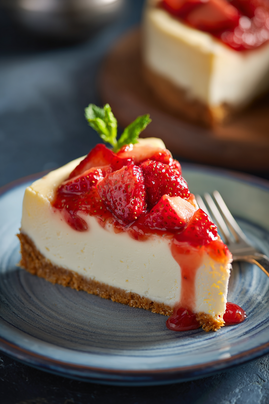 Final slice of New York cheesecake recipe ready to eat
