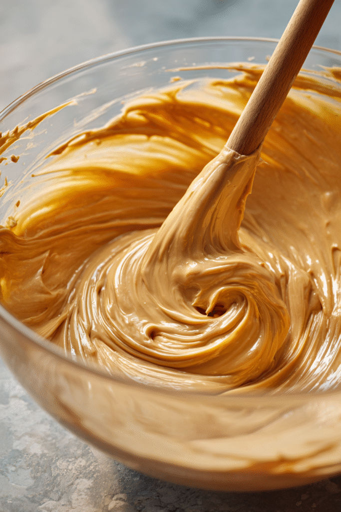 Peanut butter cake batter in bowl