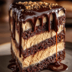 Slice of Peanut Butter Chocolate Ganache Cake