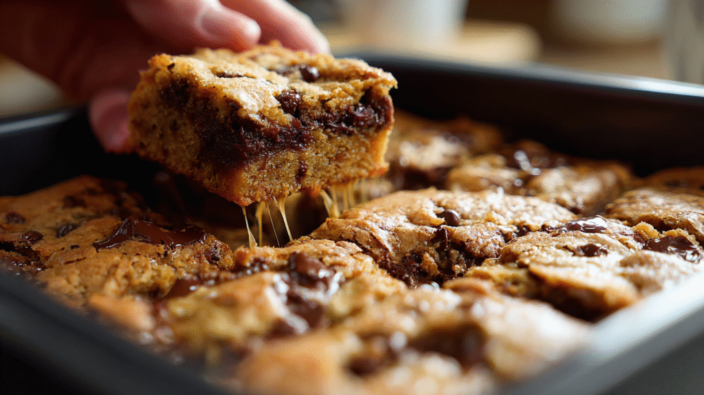 slicing fresh blondies and brookies close up