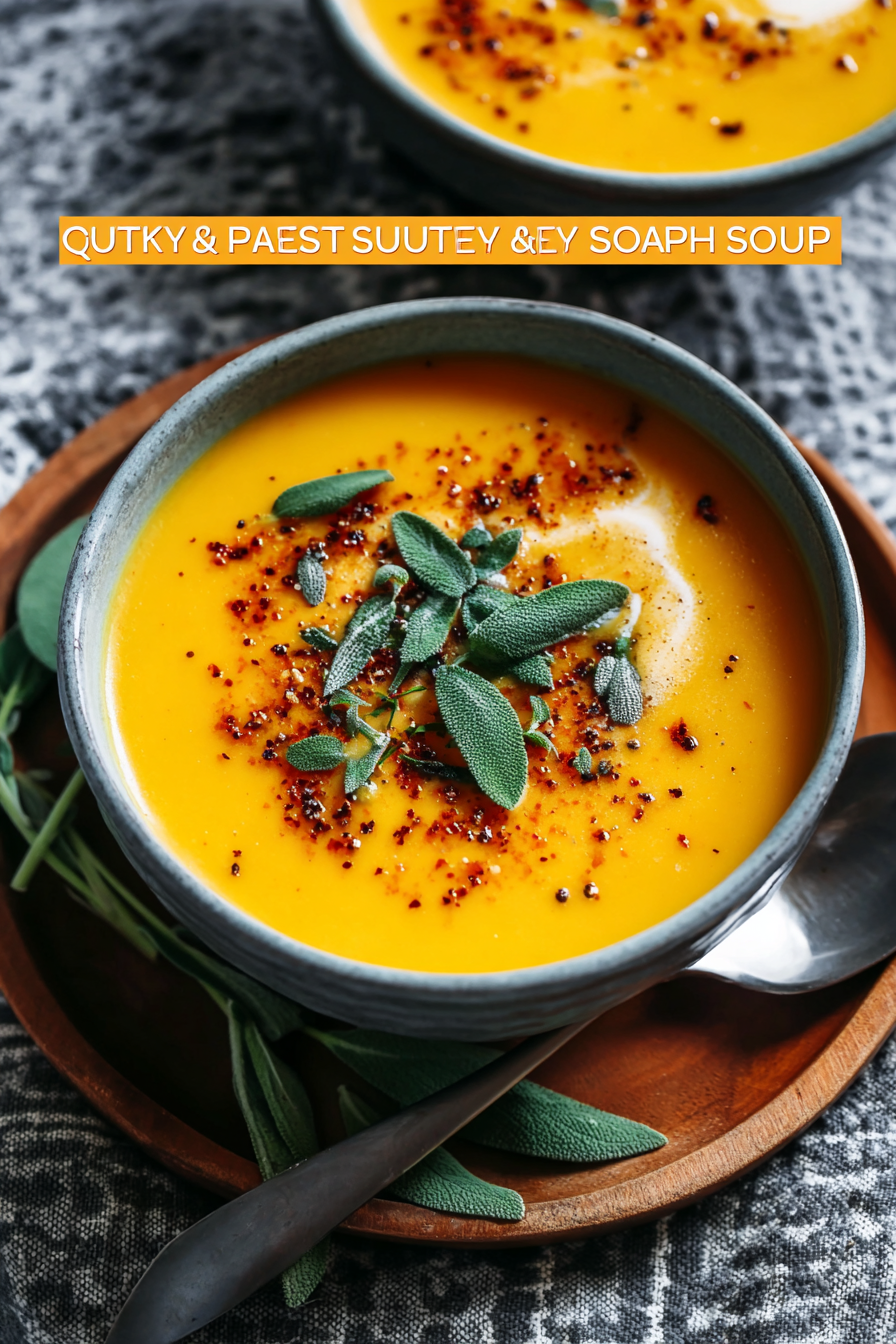 Butternut squash soup in a bowl with cream and seeds