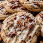 Maple pecan cookies with toasted pecans and maple glaze