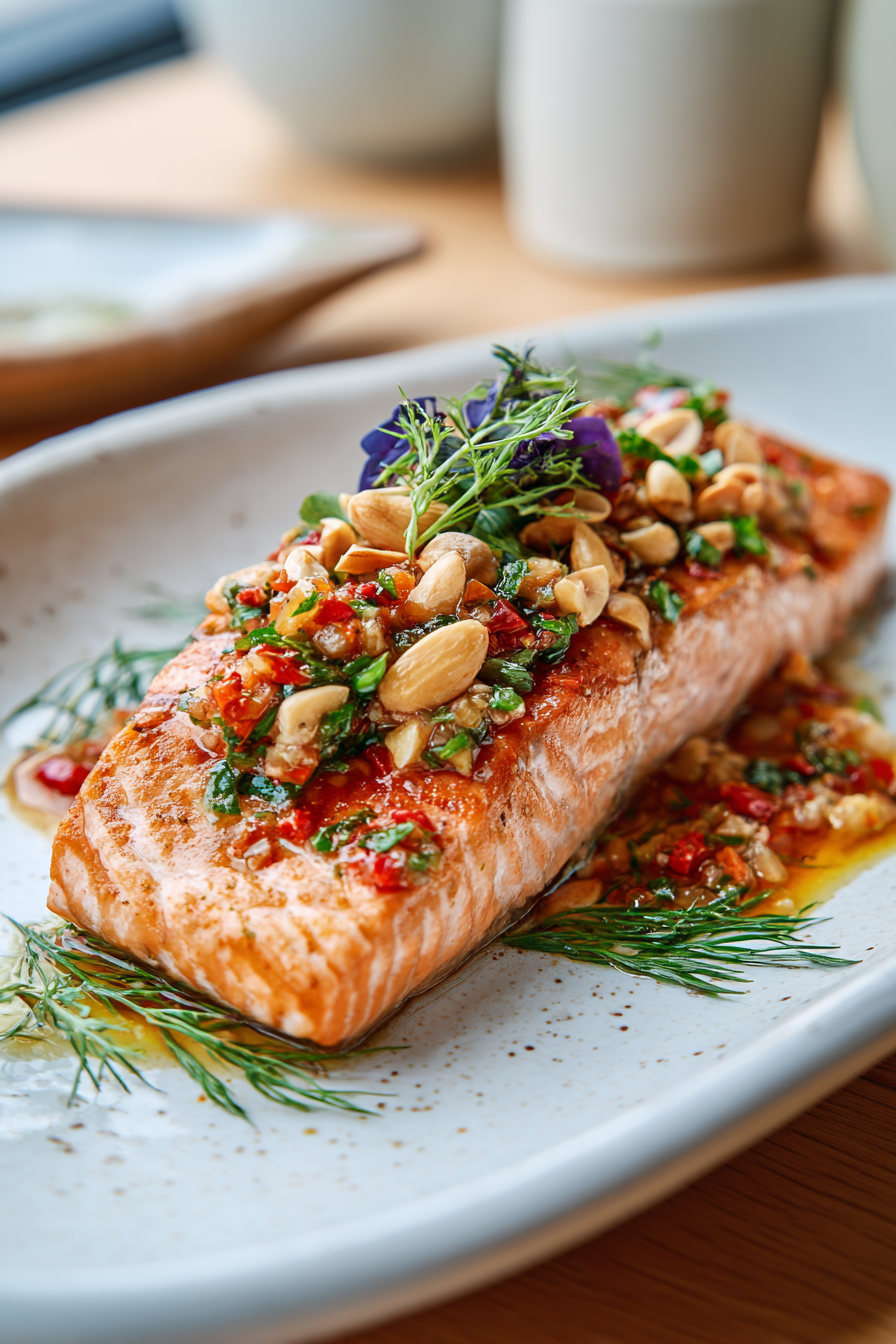 spicy salmon with nut salsa recipe