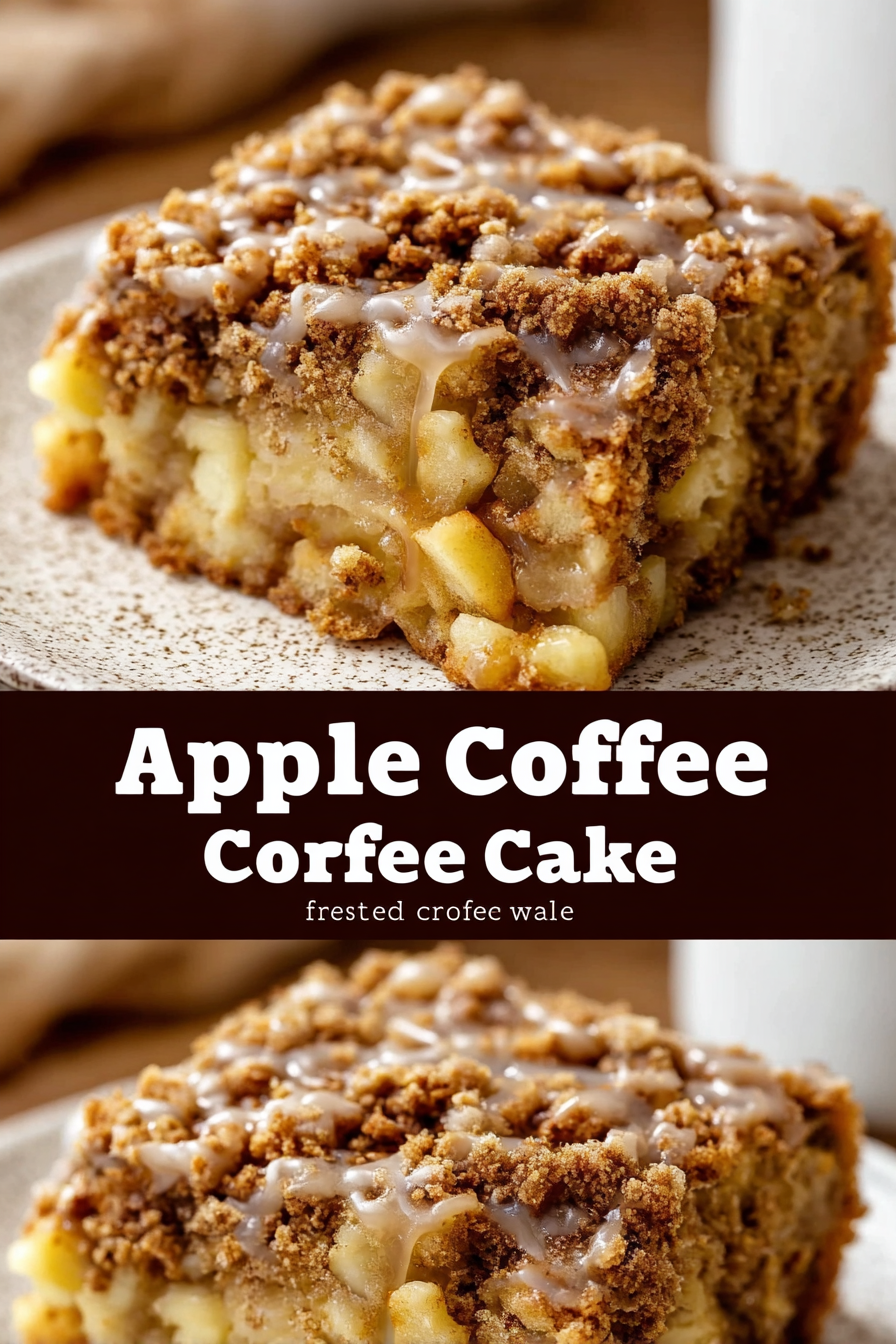 Close-up of freshly sliced Apple Crumble Coffee Cake with crumble topping