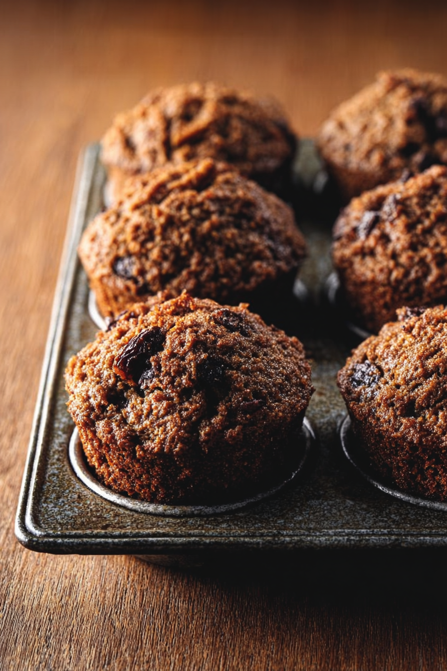 Chocolate-Date Bran Muffins fresh from the oven