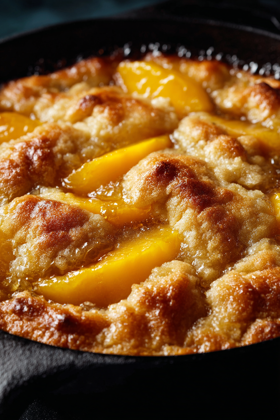 Southern Peach Cobbler fresh from oven