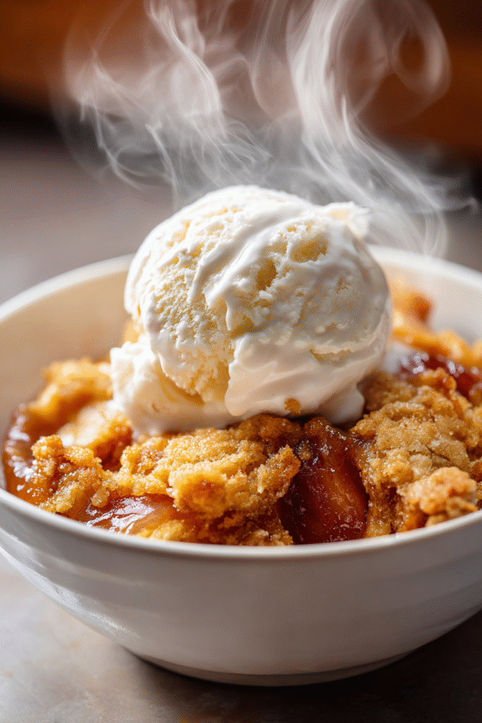Southern Peach Cobbler with Vanilla Ice Cream