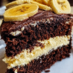Chocolate banana cake with double frosting layers