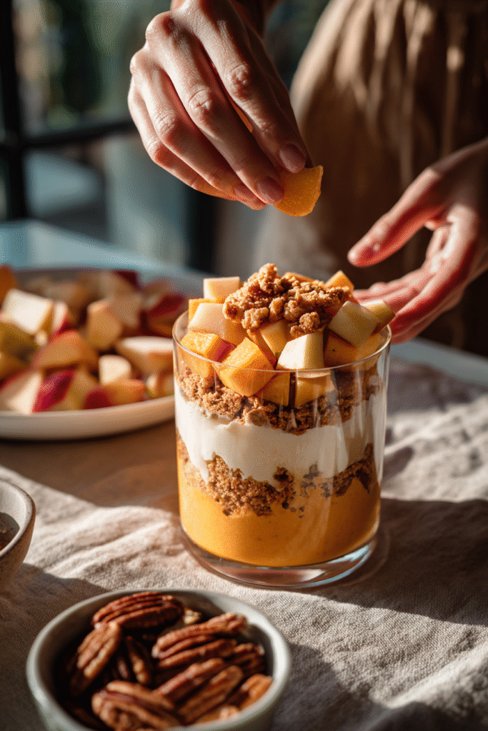 assemble pumpkin charcuterie cups