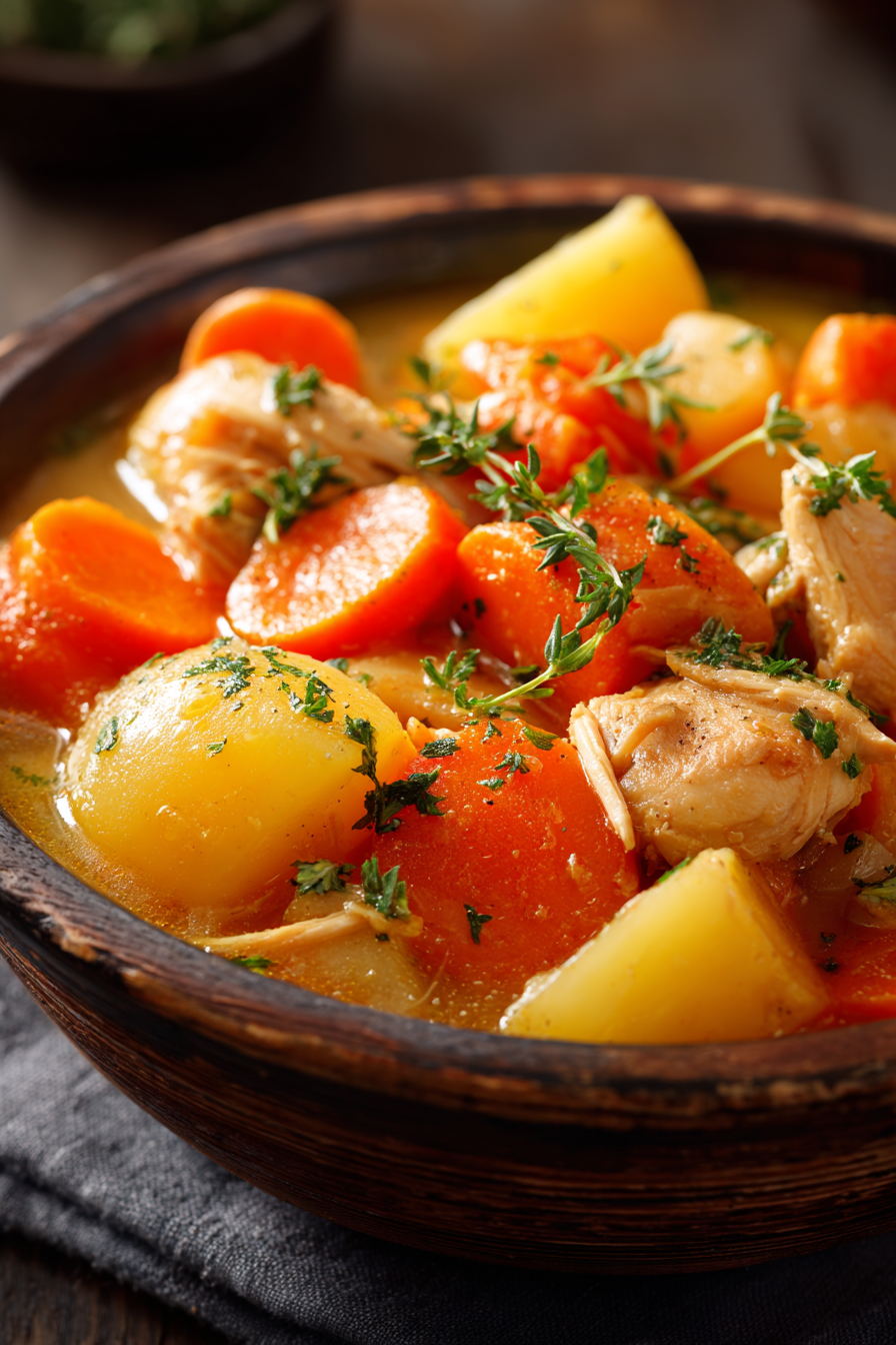Slow Cooker Chicken Stew Recipe with tender chicken and vegetables