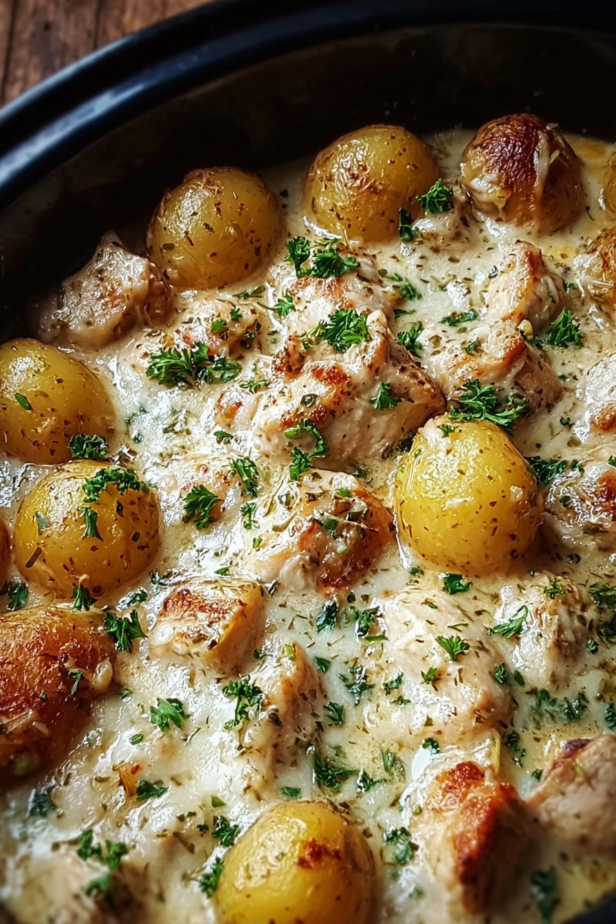 Parmesan Crockpot Chicken and Potatoes slow cooker recipe