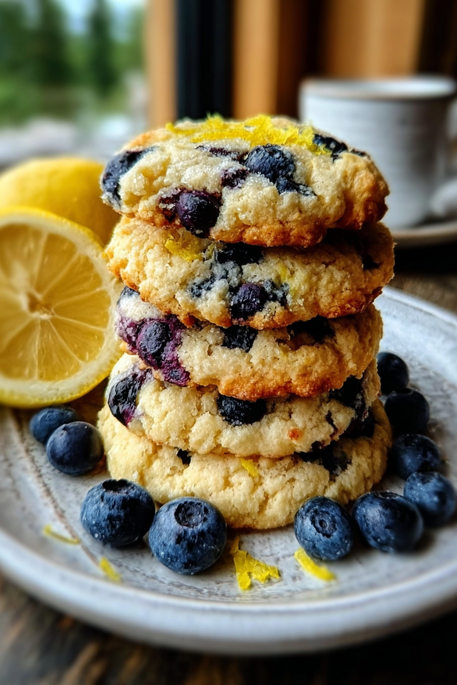 Blueberry Lemon Cookies with lemon zest and blueberries