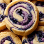 blueberry cheesecake swirl cookies close-up