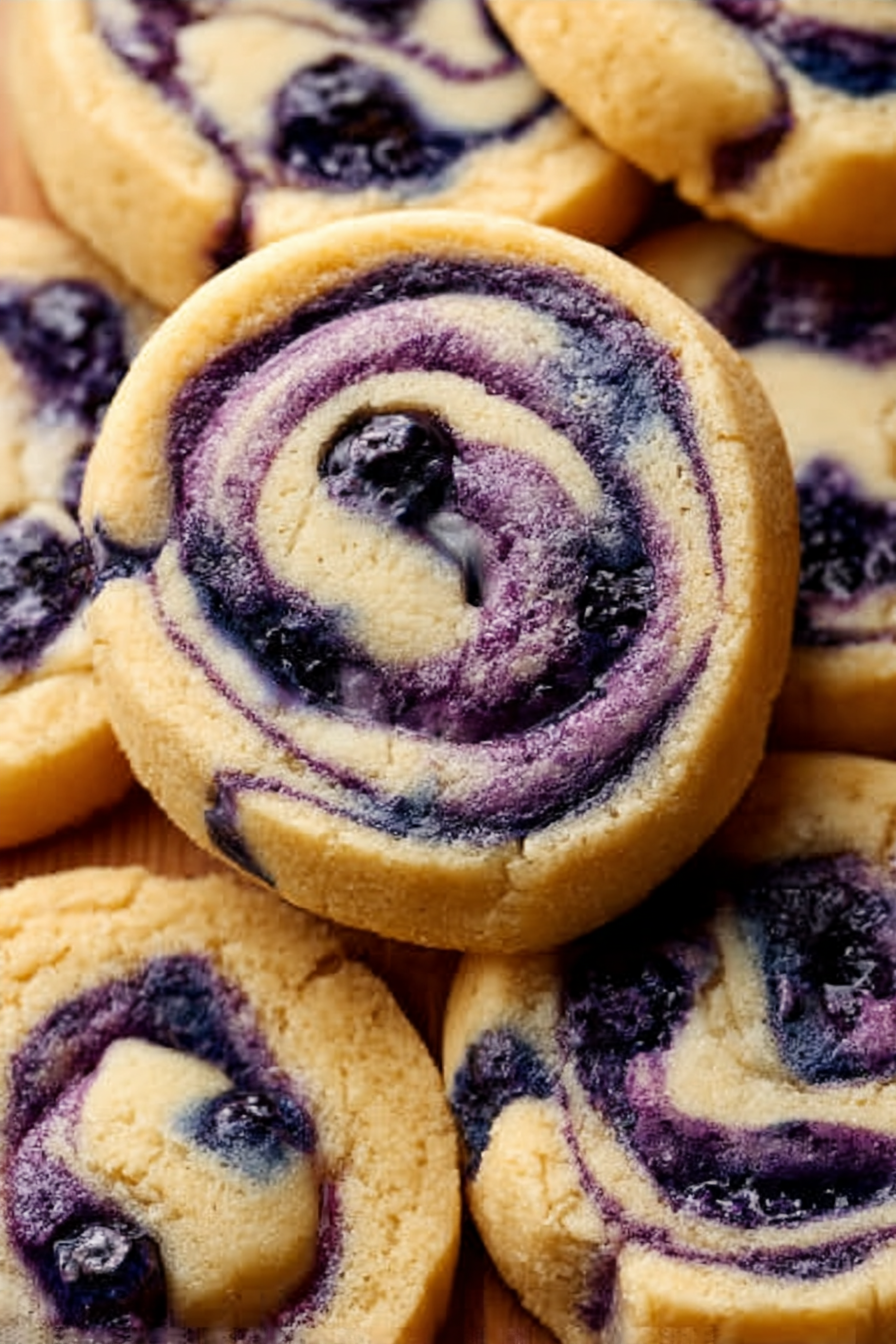 blueberry cheesecake swirl cookies close-up