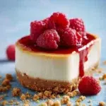 Better-for-you cheesecake with raspberry swirl topping
