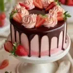 Deliciously smooth chocolate ganache dripping from a cake