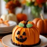 A spooky Halloween Cake decorated with spiders, pumpkins, and ghosts.