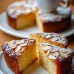 Italian Ricotta Almond Tart with almonds and ricotta cheese topping