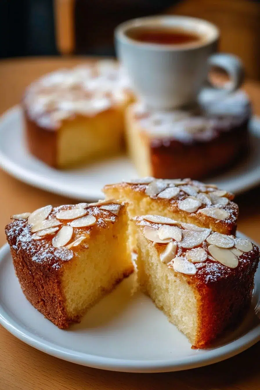 Italian Ricotta Almond Tart with almonds and ricotta cheese topping