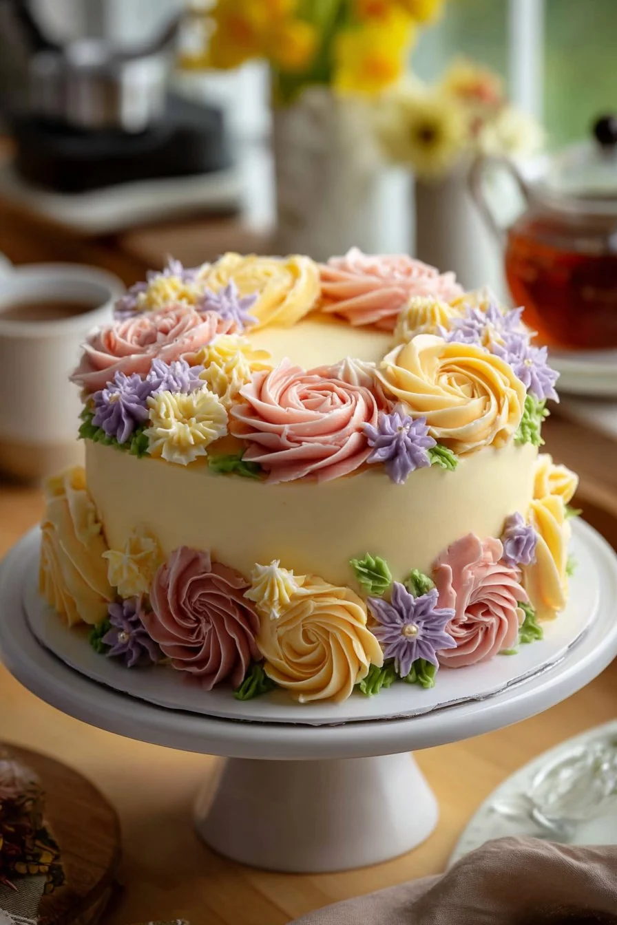 Moist Lemon Butter Cake topped with lemon glaze and fresh zest