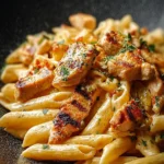 Delicious Marry Me Chicken Pasta served with herbs and cheese in a creamy sauce.