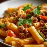Delicious Philadelphia cheese steak pasta dish served in a bowl