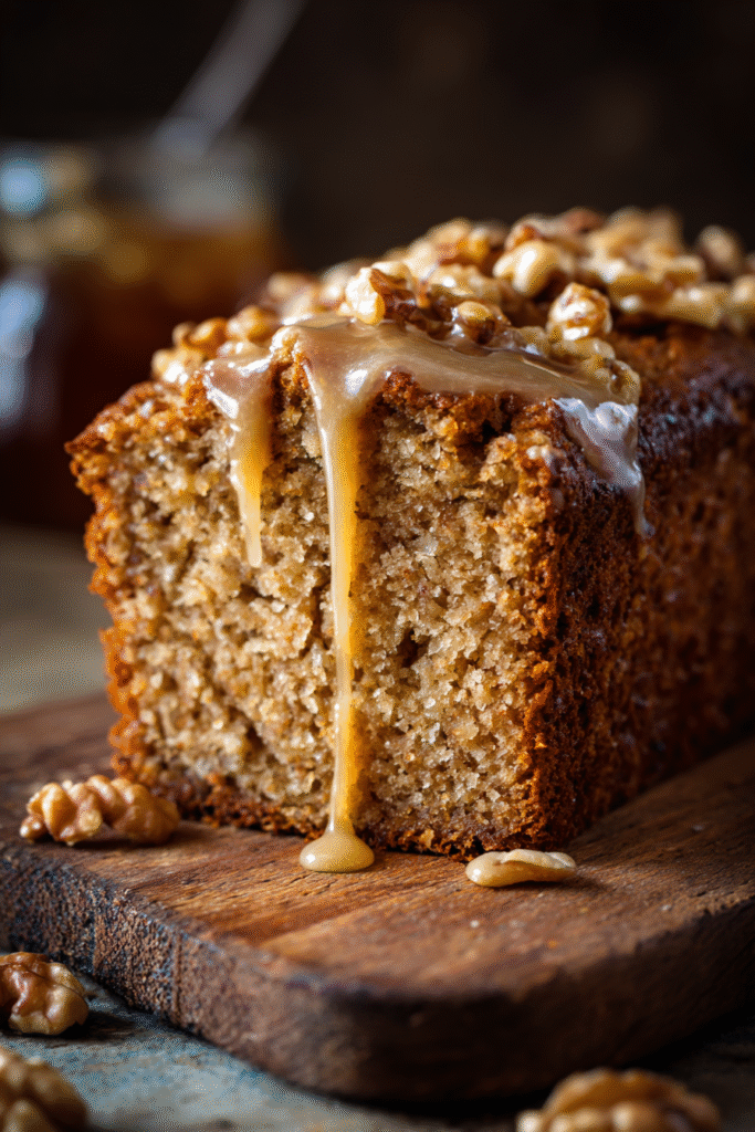 Butternut Squash Bread with Walnuts slice close-up