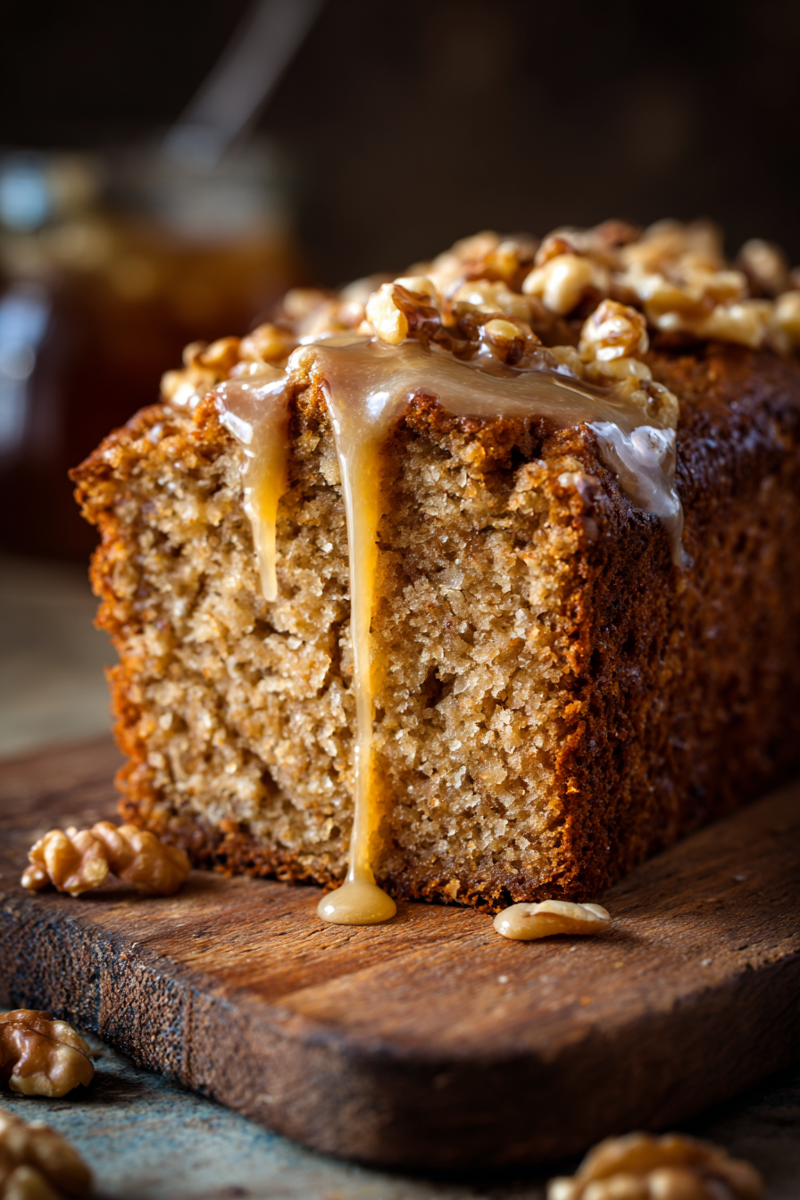 Butternut Squash Bread with Walnuts slice close-up
