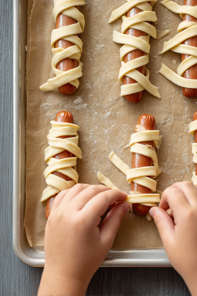 wrapping pastry for mummy hot dog pastry wraps