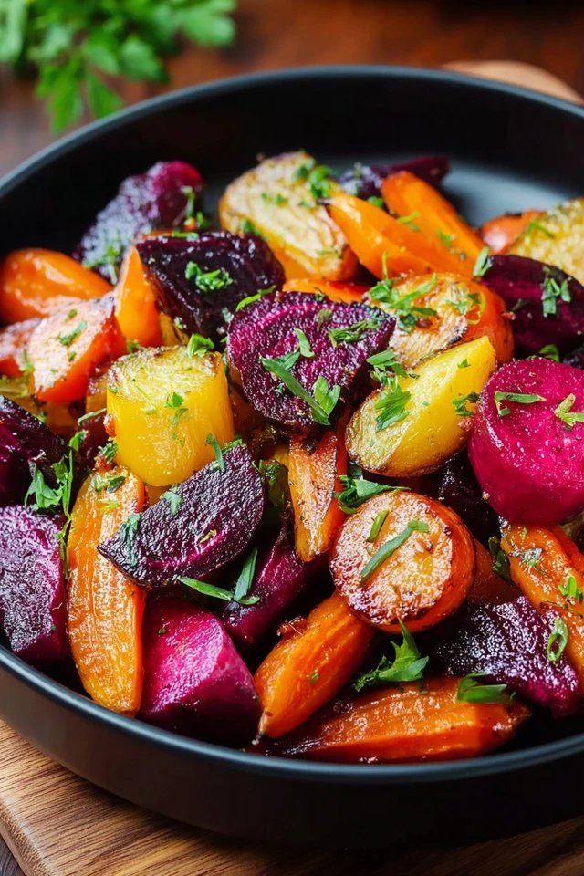 Maple Roasted Beets & Carrots