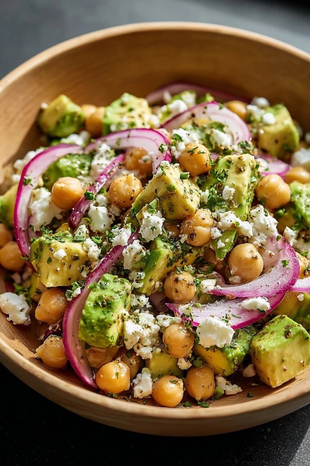 Chickpea Feta Avocado Salad