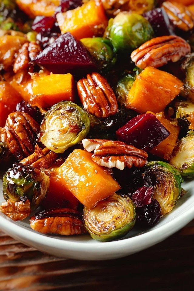 Roasted Beet Salad with Sweet Potato and Feta
