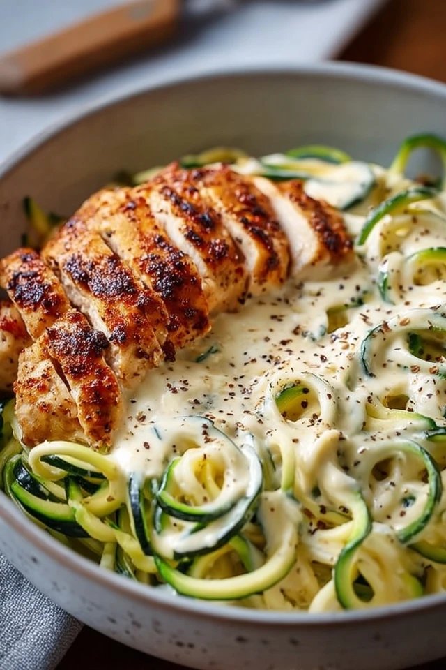 Zucchini Noodle Chicken Alfredo
