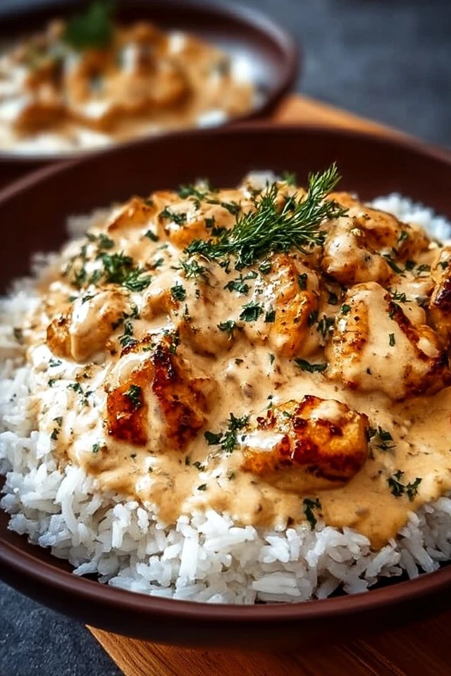 Creamy Smothered Chicken and Rice