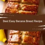 Freshly baked banana bread loaf on a wooden cutting board