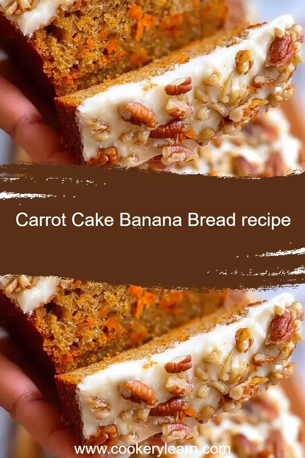 Delicious carrot cake banana bread served on a wooden board