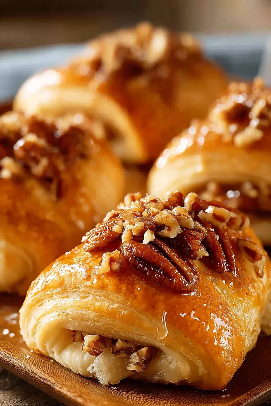 Delicious pecan pie crescent rolls displayed on a plate