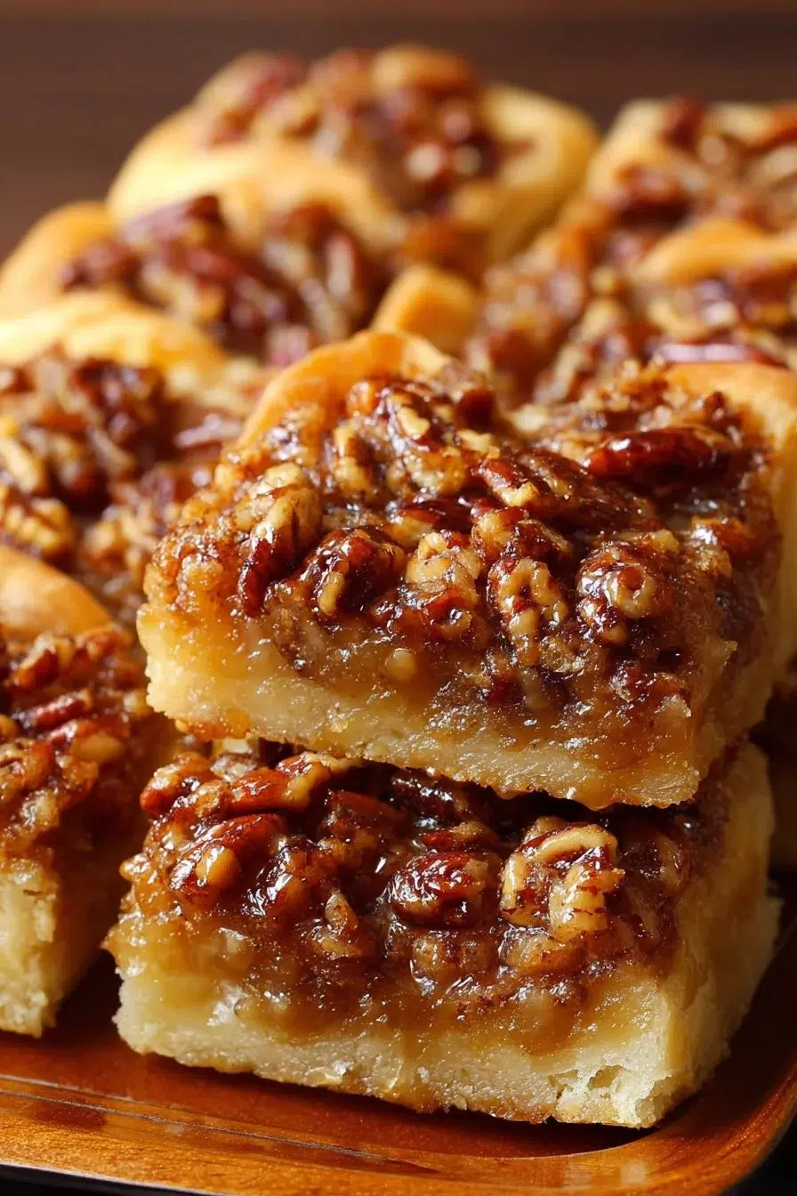 Easy pecan pie bars recipe with rich filling and crust