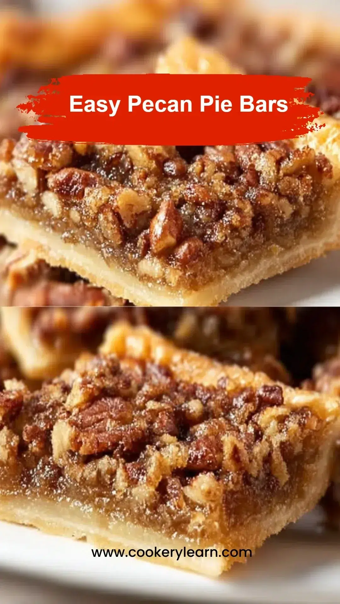 Delicious easy pecan pie bars served on a plate