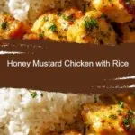 Delicious Honey Mustard Chicken served over rice with colorful vegetables