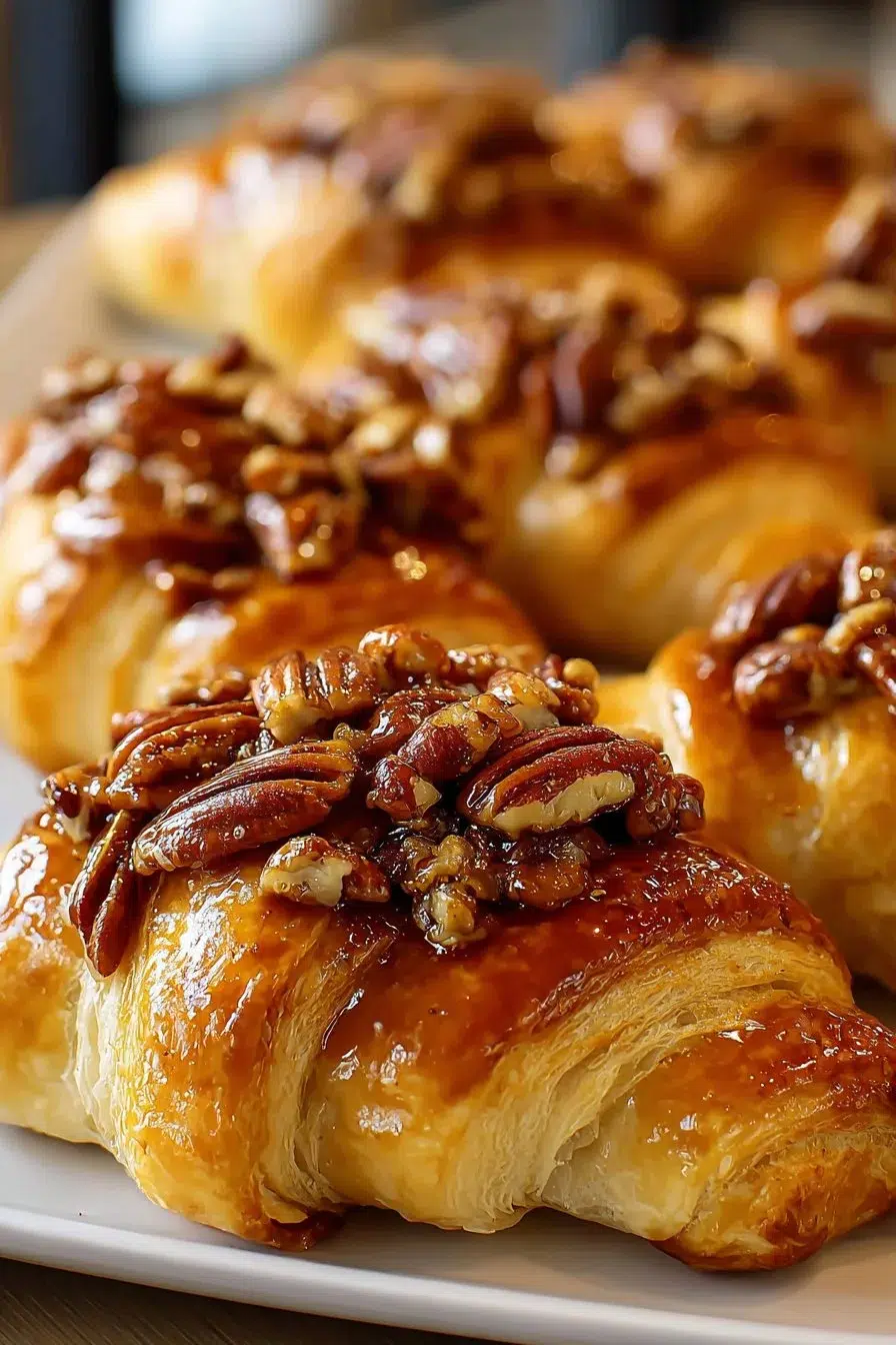 Delicious Pecan Pie Crescent Rolls served on a rustic table