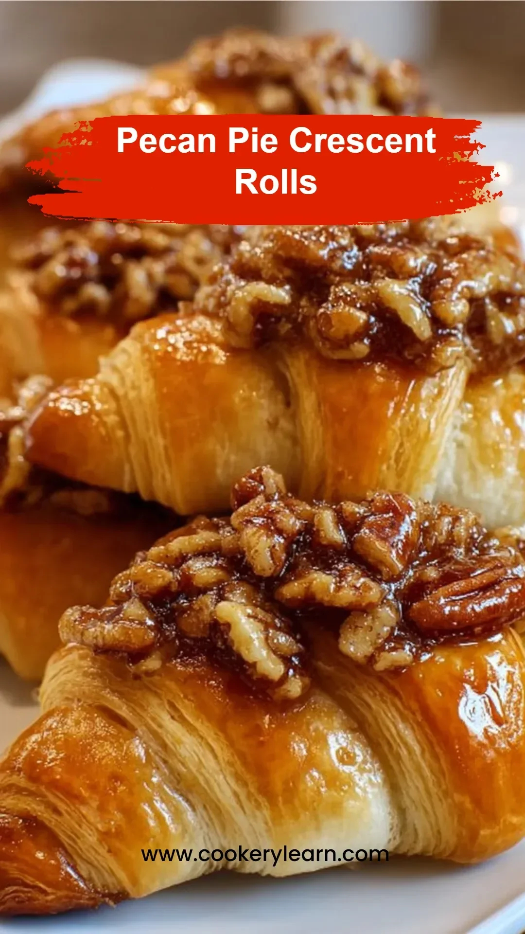 Delicious pecan pie crescent rolls served on a plate