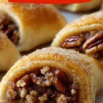 Pecan Pie Crescent Rolls fresh out of the oven, garnished with pecans.