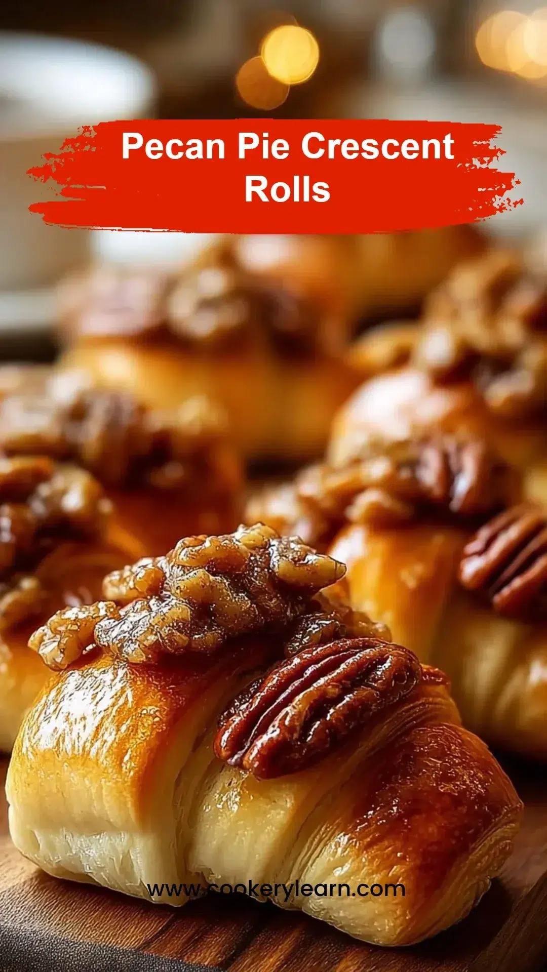 Pecan Pie Crescent Rolls with a golden crust and pecan filling