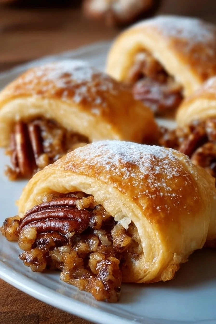 Pecan Pie Crescent Rolls with sweet filling and flaky pastry