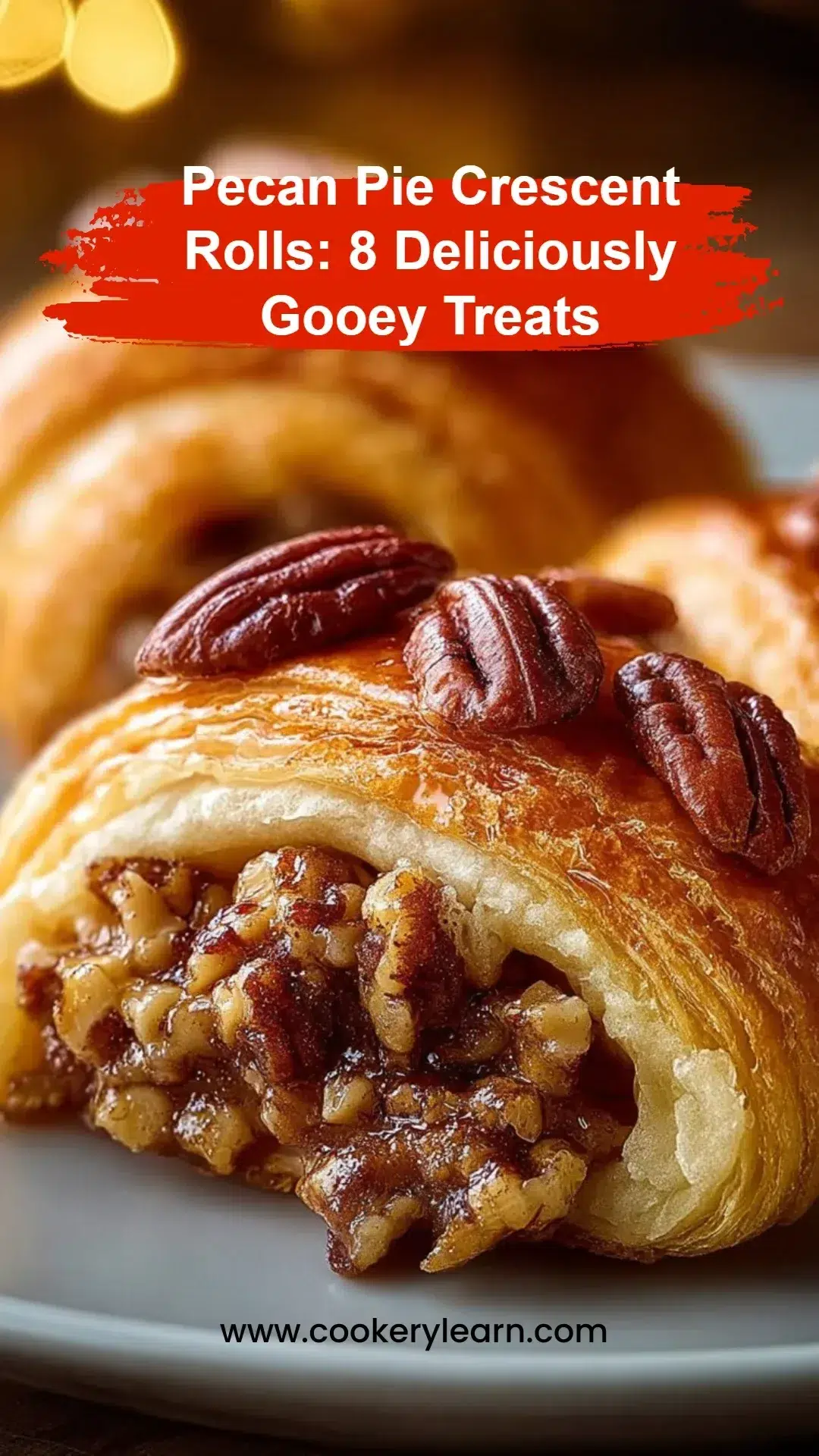 Pecan Pie Crescent Rolls fresh out of the oven, showcasing gooey pecan filling