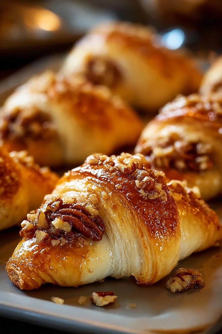 Delicious Pecan Pie Crescents ready to be served on a plate