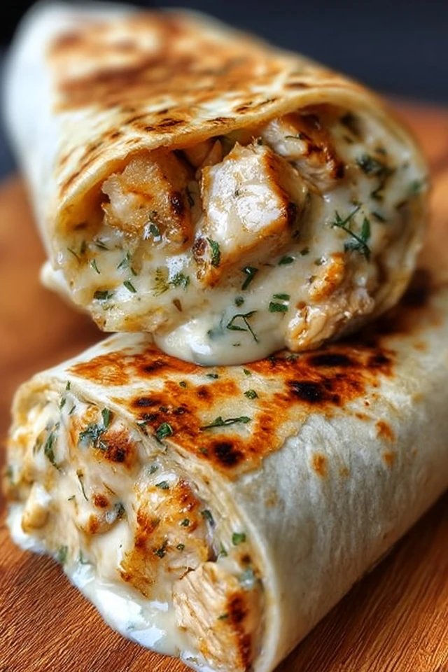 Cheesy Chicken Garlic Wraps